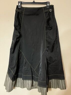 Black A-Line Skirt with Yellow Contrast Topstitching
